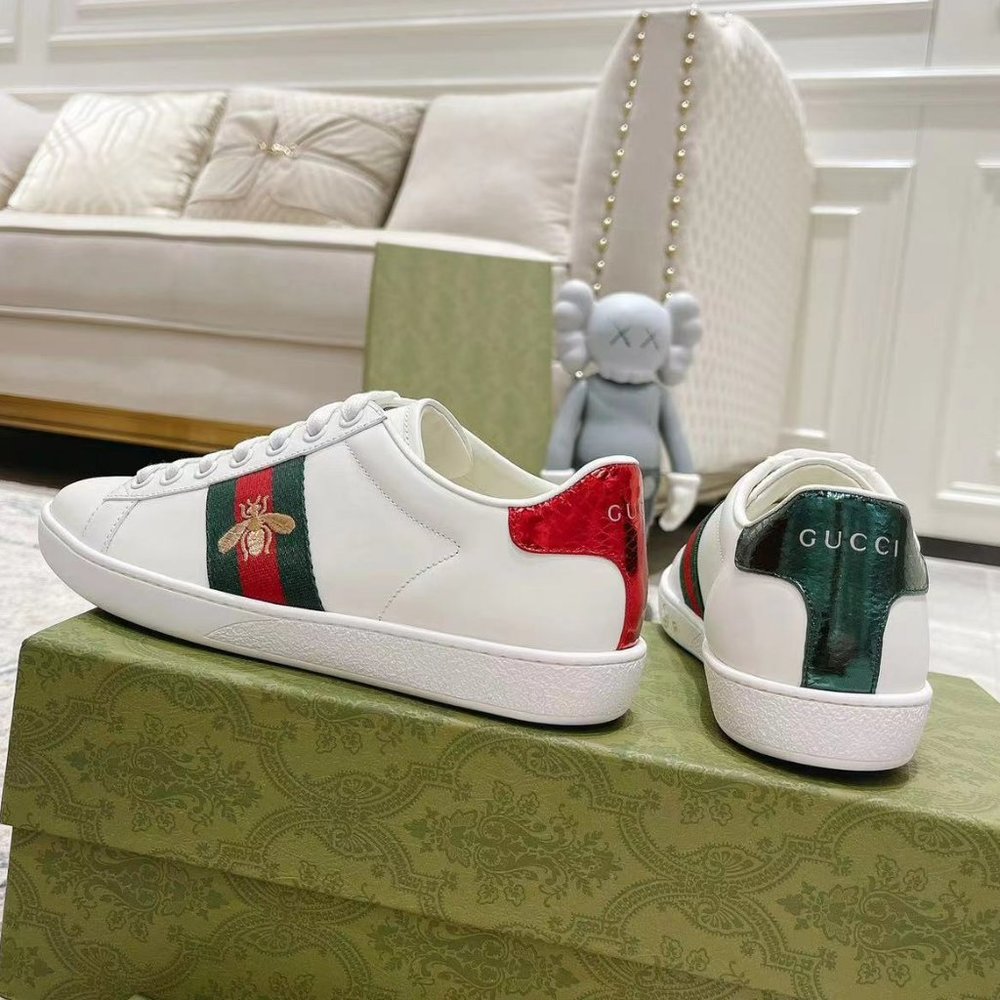 Gucci white embroidered Bee Ace sneakers